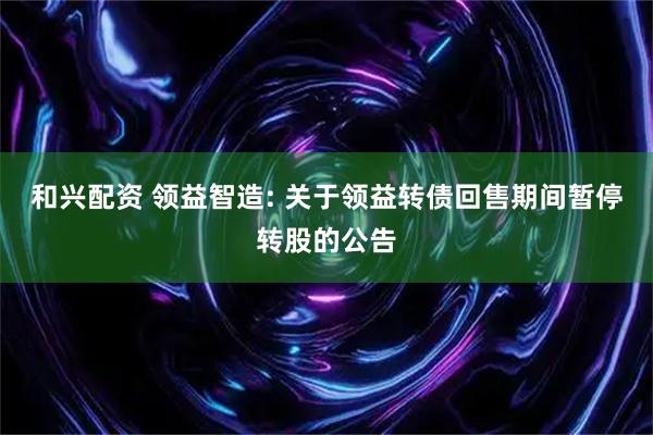 和兴配资 领益智造: 关于领益转债回售期间暂停转股的公告